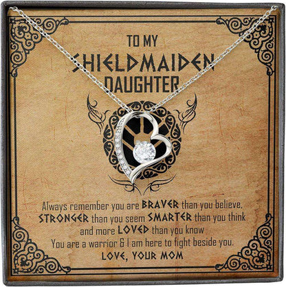 Daughter Necklace, Mother Daughter Necklace, Shield Maiden Viking Brave Strong Smart Love Dughter's Day Rakva