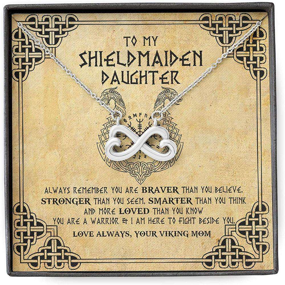 Daughter Necklace, Mother Daughter Necklace, Shield Maiden Viking Brave Strong Smart Love Dughter's Day Rakva