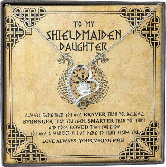 Daughter Necklace, Mother Daughter Necklace, Shield Maiden Viking Brave Strong Smart Love Dughter's Day Rakva