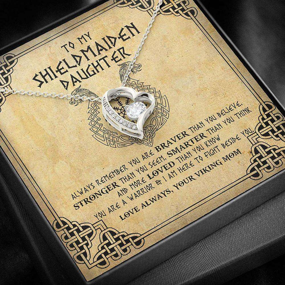 Daughter Necklace, Mother Daughter Necklace, Shield Maiden Viking Brave Strong Smart Love Dughter's Day Rakva