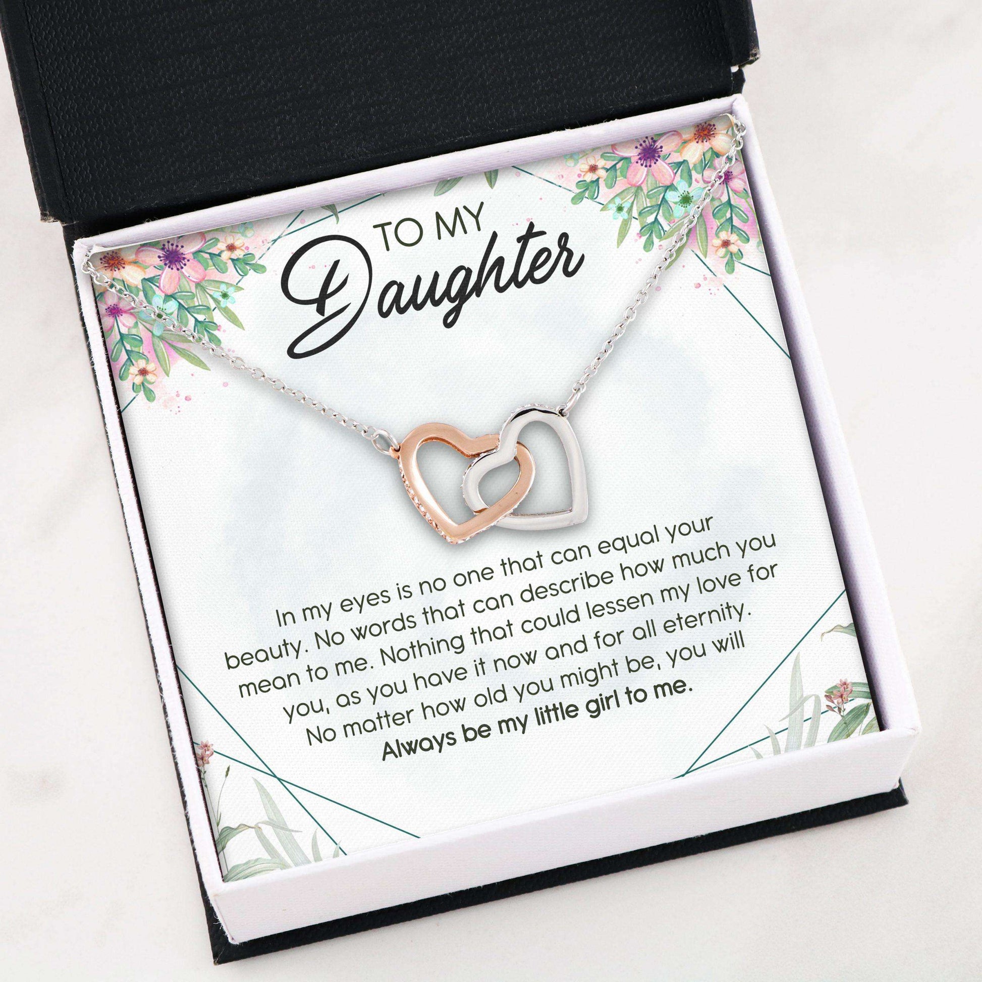 Daughter Necklace, Mother To Daughter Gift “ To My Daughter With Box Message Card, Interlocking Hearts Necklace Dughter's Day Rakva