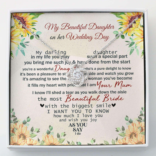 Daughter Necklace, My Beautiful Daughter Gift Necklace Wedding For Her “ Love Knot Dughter's Day Rakva