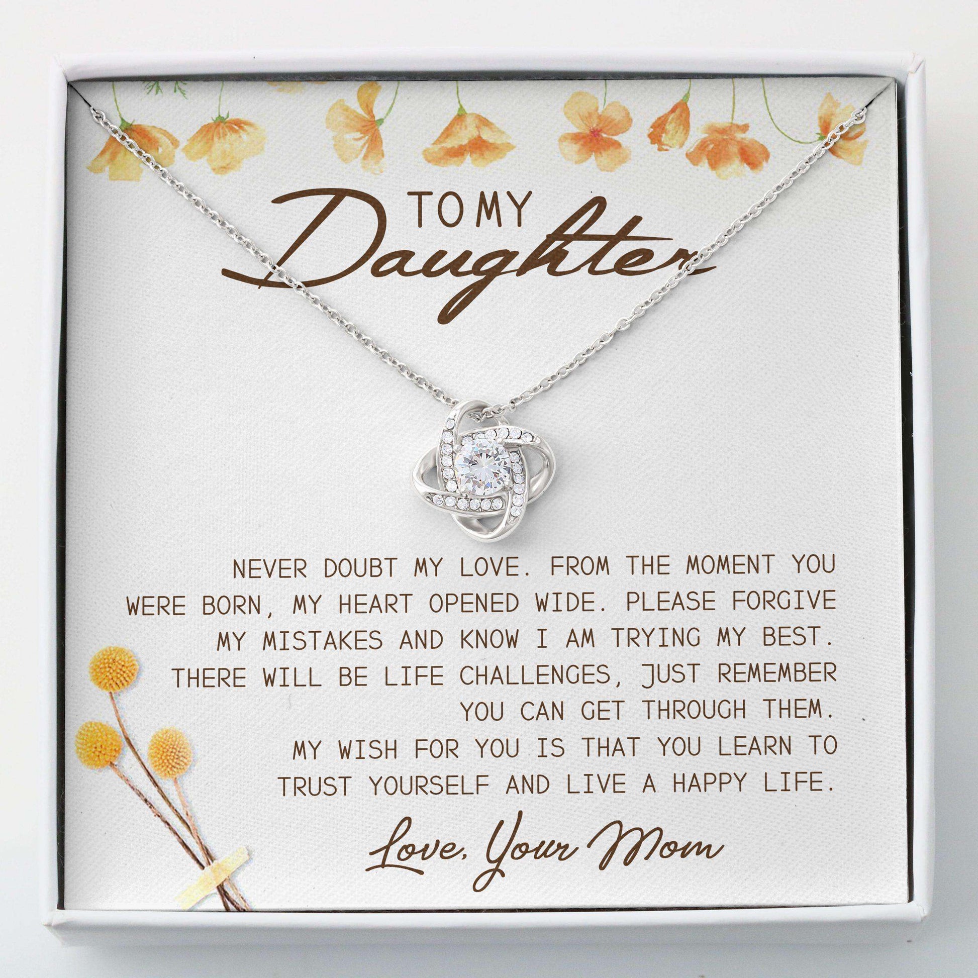 Daughter Necklace, My Daughter I Will Love You Forever “ Loe Knots Necklace Dughter's Day Rakva