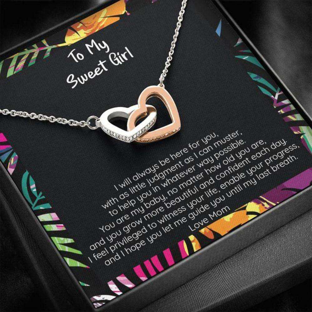 Daughter Necklace, My Sweet Girl, Gift For Daughter, You Are Y Baby “ Connected Hearts Necklace Dughter's Day Rakva