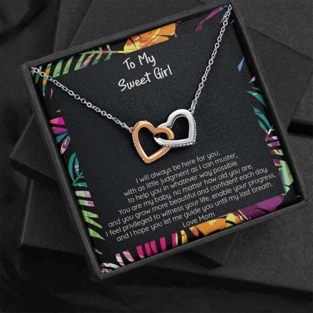 Daughter Necklace, My Sweet Girl, Gift For Daughter, You Are Y Baby “ Connected Hearts Necklace Dughter's Day Rakva