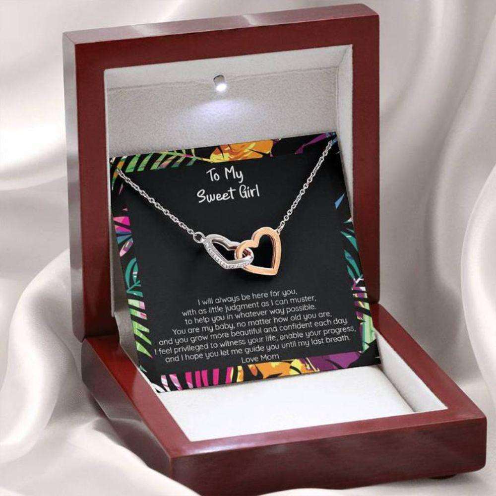 Daughter Necklace, My Sweet Girl, Gift For Daughter, You Are Y Baby “ Connected Hearts Necklace Dughter's Day Rakva