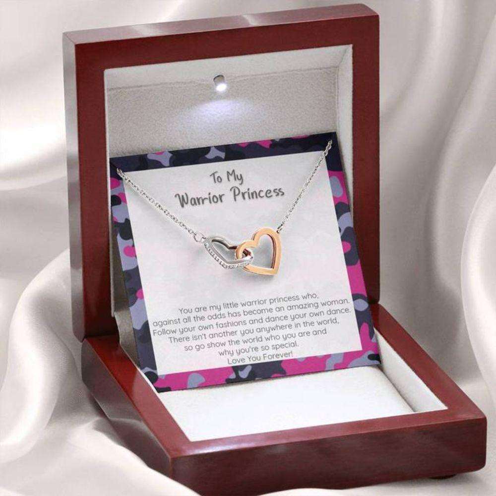 Daughter Necklace, My Warrior Princess Necklace, Connected Hearts Forever Dughter's Day Rakva