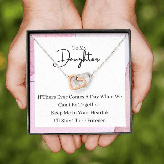 Daughter Necklace, Necklace Gift For Daughter, Keep Me In Your Interlocking Hearts Necklace Dughter's Day Rakva