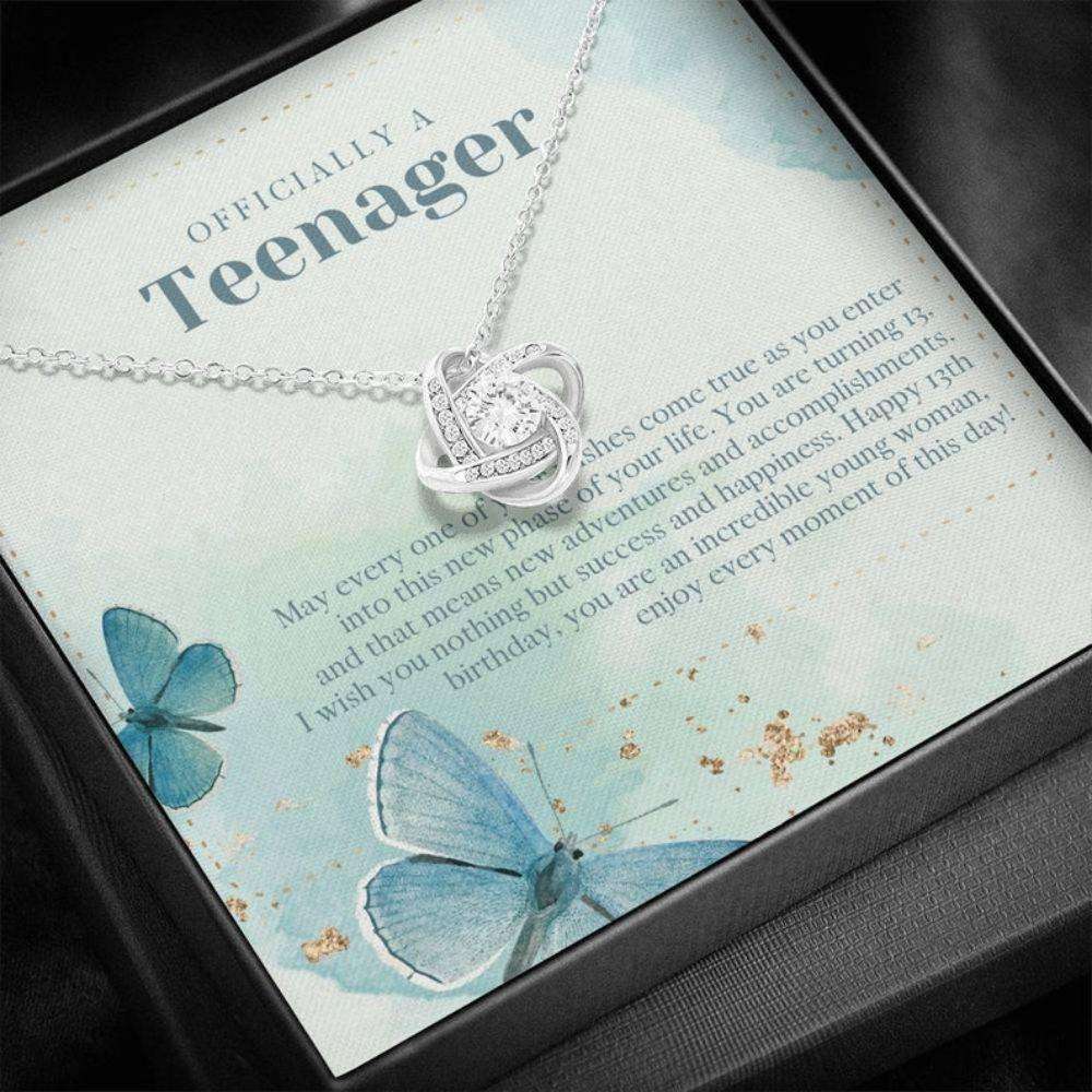 Daughter Necklace, Niece Necklace, Officially A Teenager Necklace For 13 Year Old Girl Love Knot Necklace, Niece Gift Dughter's Day Rakva