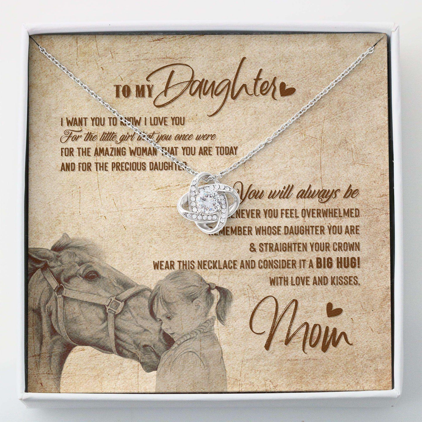 Daughter Necklace, Personalized Necklace To Daughter From Mom Horse “ Love Knot Necklace Dughter's Day Rakva