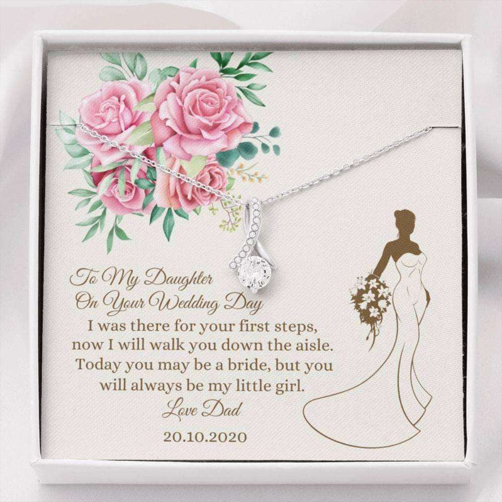 Daughter Necklace, Pesonalized Daughter On Wedding Necklace “ Daughter Bride Gift “ Custom Date Gift “ Meaningful Necklace Dughter's Day Rakva