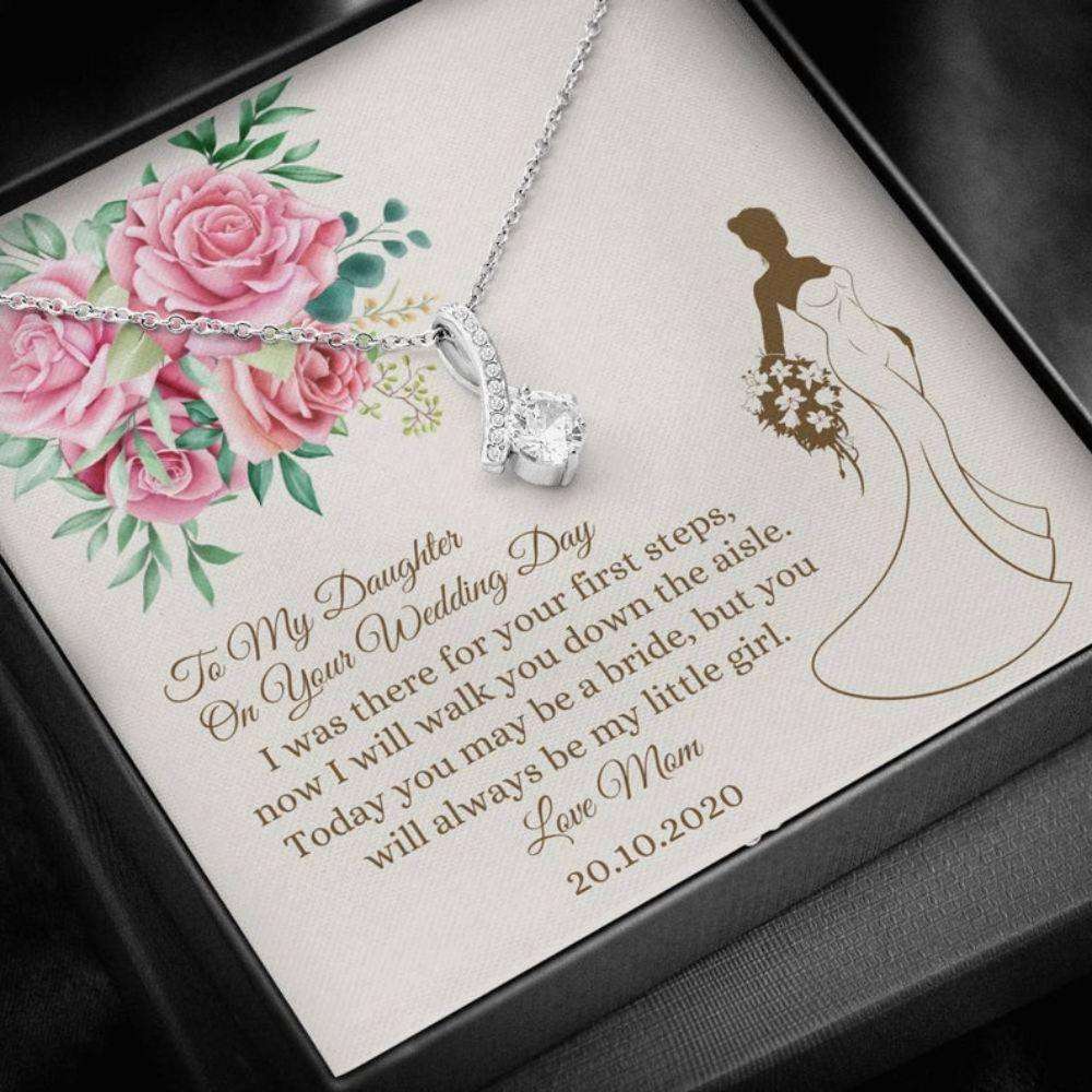 Daughter Necklace, Pesonalized Daughter On Wedding Necklace “ Daughter Bride Gift “ Custom Date Gift “ Meaningful Necklace Dughter's Day Rakva