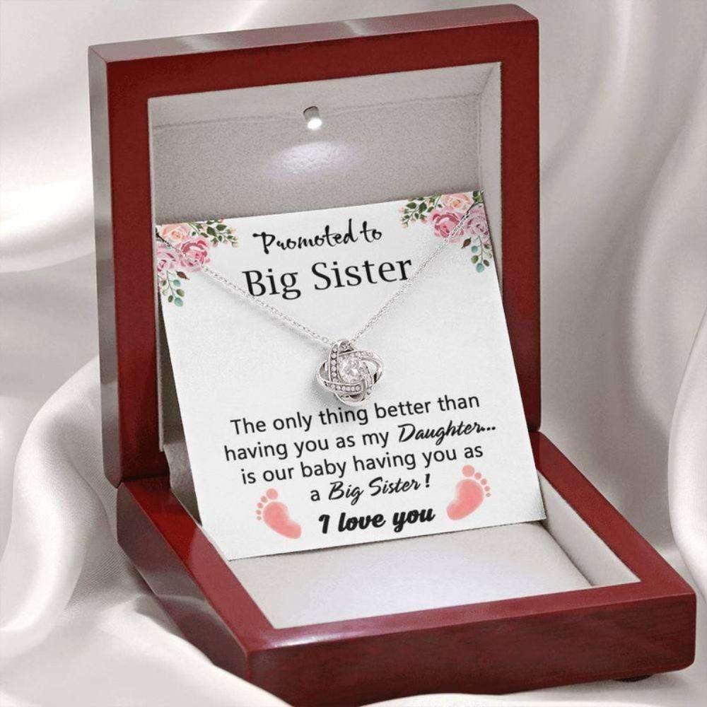 Daughter Necklace, Pregnancy Reveal To Daughter Gift, Pregnancy Announcement, Big Sister Promoted Gift, Gift For New Big Sister Dughter's Day Rakva