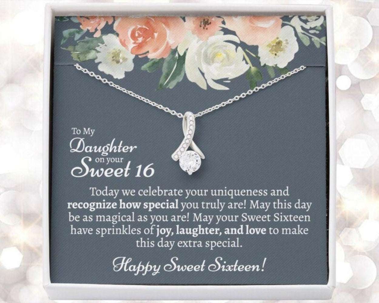 Daughter Necklace, Sentimental Sweet 16 Gift For Daughter, Daughter Sweet 16 Gifts, Daughter 16Th Birthday Necklace Gift, Daughter Turning 16 Dughter's Day Rakva