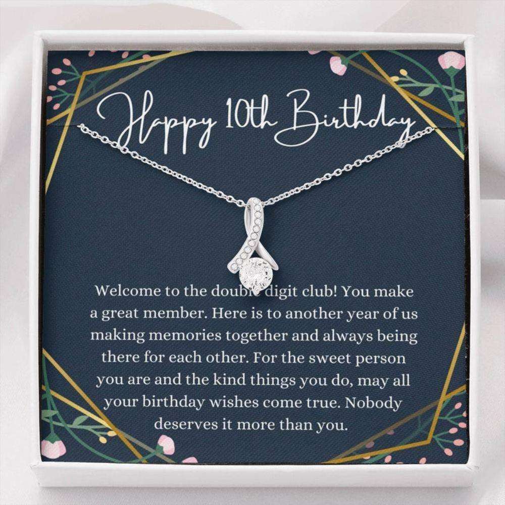 Daughter Necklace, Son Necklace 10Th Birthday Girl Necklace Gift, Tenth Birthday Necklace, Gift For 10 Year Old Girl Dughter's Day Rakva