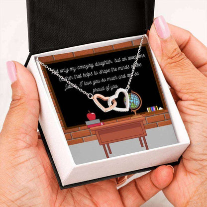 Daughter Necklace, Teacher Daughter Gift “ Cute Teacher Necklace “ Sentimental Necklace “ Daughter Message Gift Dughter's Day Rakva