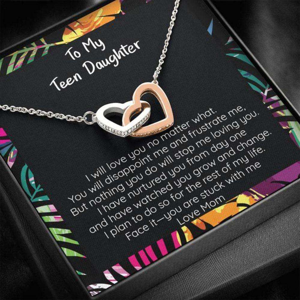 Daughter Necklace, Teen Daughter Necklace Gift “ I Love You No Matter What, Connected Hearts Necklace Dughter's Day Rakva