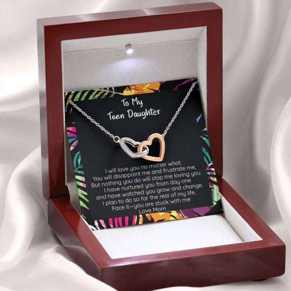 Daughter Necklace, Teen Daughter Necklace Gift “ I Love You No Matter What, Connected Hearts Necklace Dughter's Day Rakva