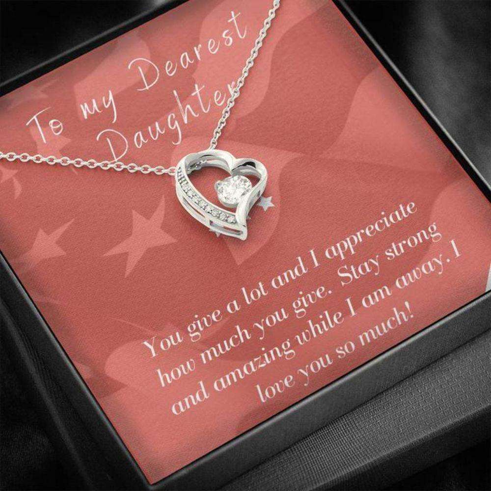 Daughter Necklace, To Daughter Deployment Patriotic Heart Necklace Dughter's Day Rakva