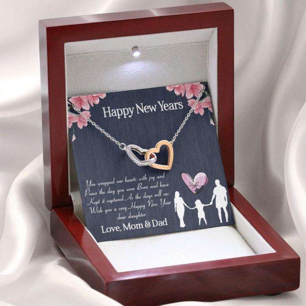 Daughter Necklace, To Daughter Gift From Mom And Dad “ Happy New Year Necklace Dughter's Day Rakva