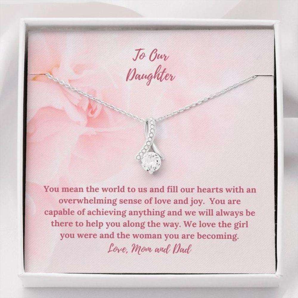 Daughter Necklace, To Daughter Gift From Mom And Dad Light Pink Beauty Necklace Dughter's Day Rakva