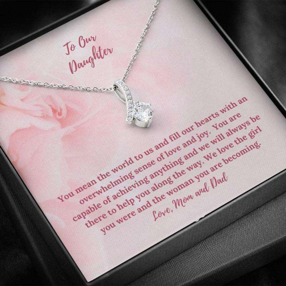 Daughter Necklace, To Daughter Gift From Mom And Dad Light Pink Beauty Necklace Dughter's Day Rakva