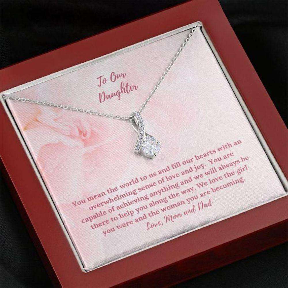 Daughter Necklace, To Daughter Gift From Mom And Dad Light Pink Beauty Necklace Dughter's Day Rakva