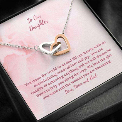 Daughter Necklace, To Daughter Gift From Mom And Dad Light Pink Necklace Dughter's Day Rakva