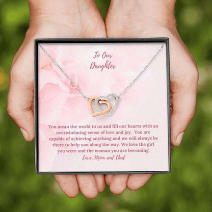 Daughter Necklace, To Daughter Gift From Mom And Dad Light Pink Necklace Dughter's Day Rakva