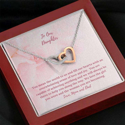 Daughter Necklace, To Daughter Gift From Mom And Dad Light Pink Necklace Dughter's Day Rakva