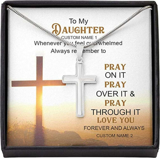 Daughter Necklace, To Daughter Necklace Gift Overwhelmed Pray Love Forever Dughter's Day Rakva