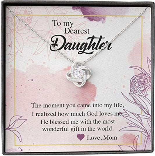 Daughter Necklace, To Dearest Daughter Necklace Gift From Mom “ Came Life God Loves Me Most Wonderful Dughter's Day Rakva