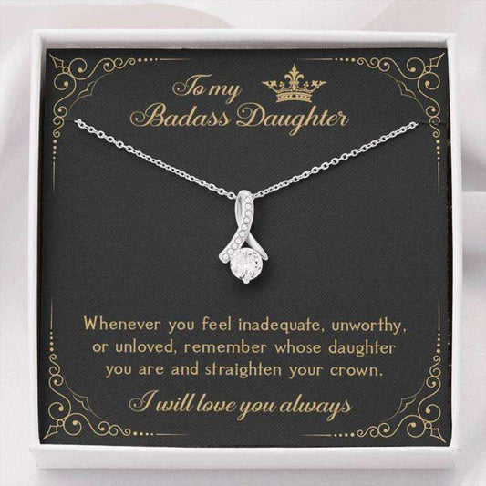 Daughter Necklace, To My Badass Daughter Alluring Necklace Gift From Dad Mom Dughter's Day Rakva