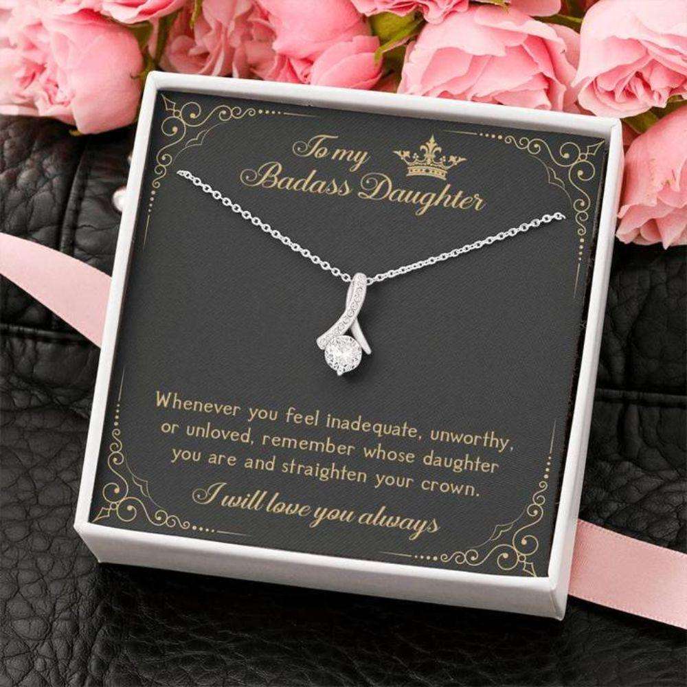 Daughter Necklace, To My Badass Daughter Alluring Necklace Gift From Dad Mom Dughter's Day Rakva