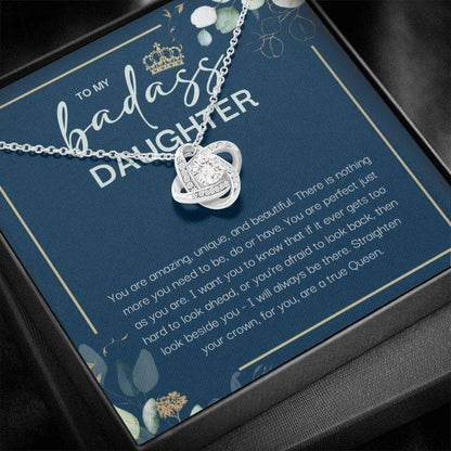 Daughter Necklace, To My Badass Daughter Gift From Dad | Straighten Your Crown Necklace Dughter's Day Rakva