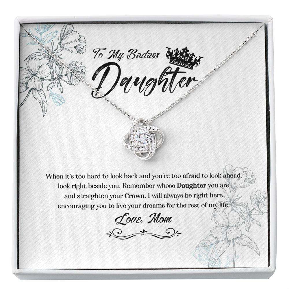 Daughter Necklace, To My Badass Daughter Necklace “ Remember Whose Daughter You Are And Straighten Your Crown Custom Necklace Dughter's Day Rakva