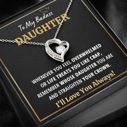 Daughter Necklace, To My Badass Daughter Œcrap “ Black” Heart Necklace Gift Dughter's Day Rakva