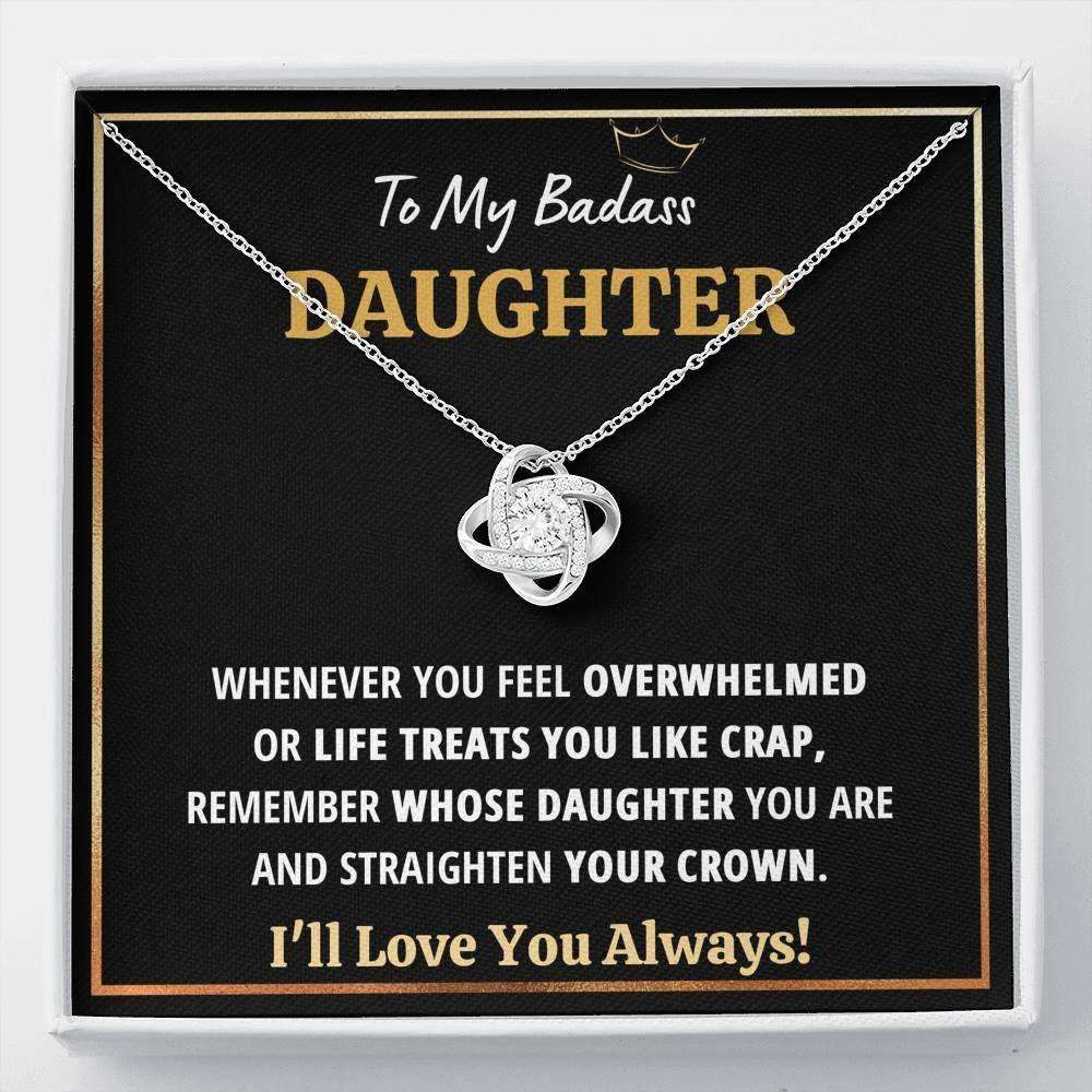 Daughter Necklace, To My Badass Daughter Œcrap “ Black” Love Knot Necklace Gift Dughter's Day Rakva