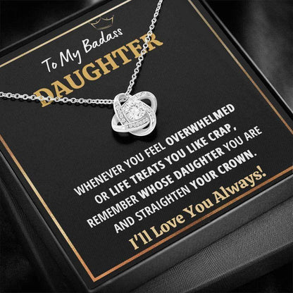 Daughter Necklace, To My Badass Daughter Œcrap “ Black” Love Knot Necklace Gift Dughter's Day Rakva