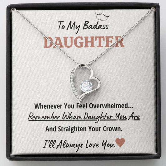 Daughter Necklace, To My Badass Daughter Œcrown” Heart Necklace Gift Dughter's Day Rakva