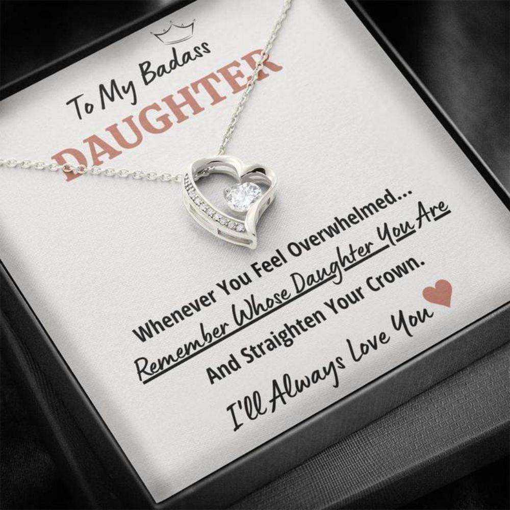 Daughter Necklace, To My Badass Daughter Œcrown” Heart Necklace Gift Dughter's Day Rakva