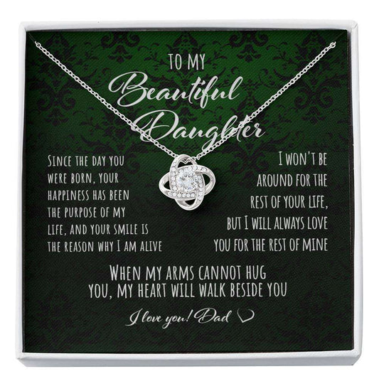 Daughter Necklace, To My Beautiful Daughter From Dad “ Love Knot Necklace Dughter's Day Rakva