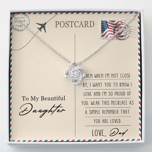 Daughter Necklace, To My Beautiful Daughter From Dad “ Love Knots Necklace Dughter's Day Rakva