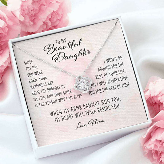 Daughter Necklace, To My Beautiful Daughter From Mom “ Love Knot Necklace Dughter's Day Rakva