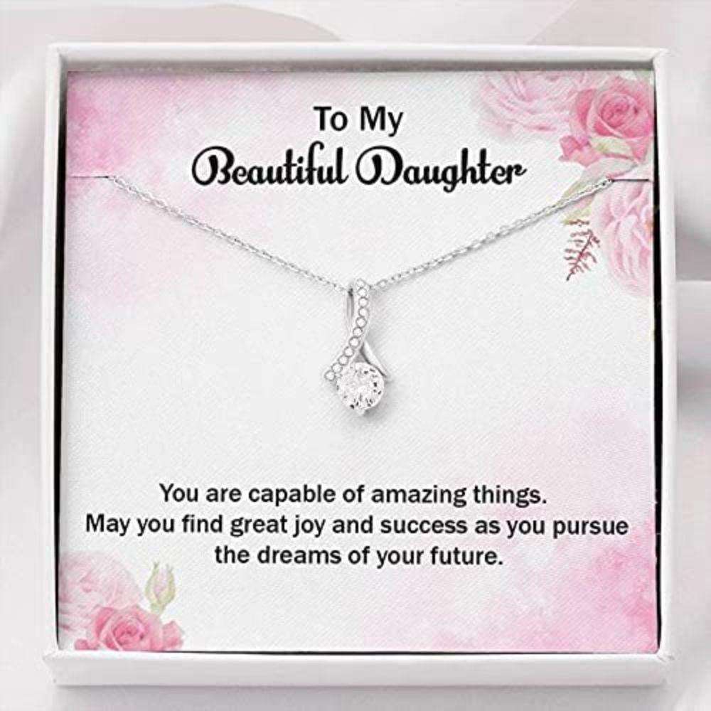 Daughter Necklace, To My Beautiful Daughter Necklace Gift For Daughter From Mom Love Always Dughter's Day Rakva