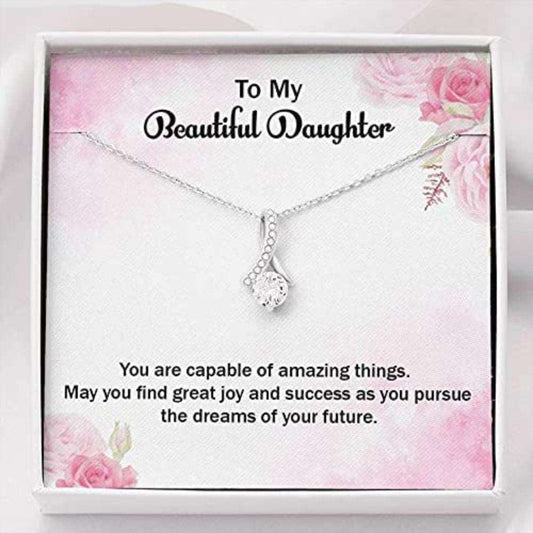 Daughter Necklace, To My Beautiful Daughter Necklace Gift For Daughter From Mom Love Always Dughter's Day Rakva