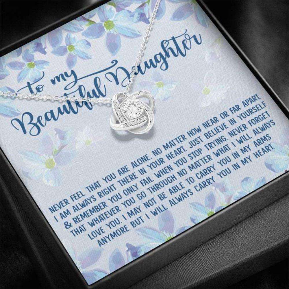 Daughter Necklace, To My Beautiful Daughter Necklace Gift “ Never Feel That You Are Alone Dughter's Day Rakva