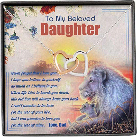 Daughter Necklace, To My Beloved Daughter This Old Lion Will Always Have Your Back Necklace Gifts From Dad Dughter's Day Rakva