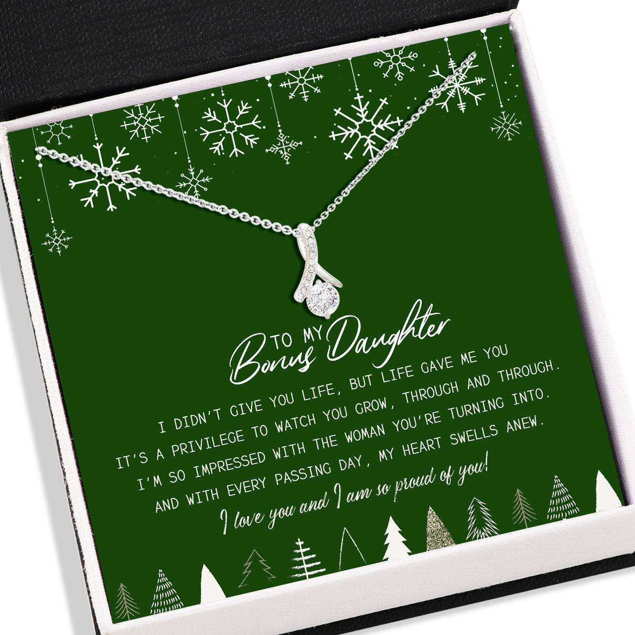 Daughter Necklace “ To My Bonus Daughter Christmas Necklace Card “ Jewelry For Daughter Beauty Necklace Dughter's Day Rakva