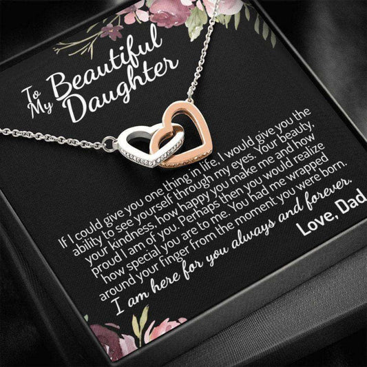 Daughter Necklace, To My Daughter (From Dad) Interlocking Hearts Necklace, Father To Daughter Gift, Birthday Necklace Gift To Daughter From Dad Dughter's Day Rakva